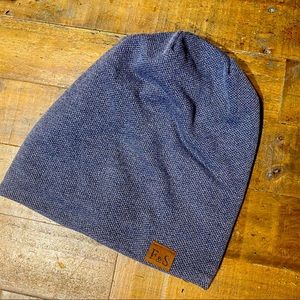 F&S mens faux fur-lined blue beanie hat